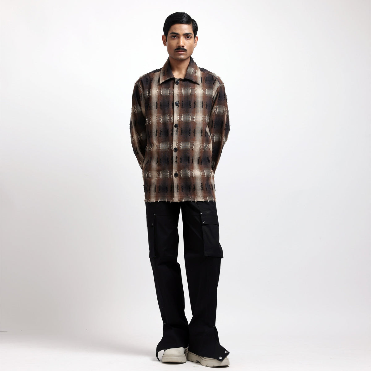 Medullary Ombre Checks Shirt - Brown