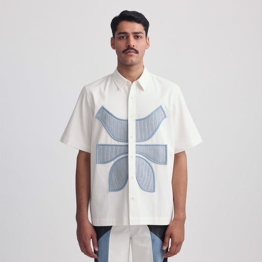 Vertebrae Symbolic Shirt- Off White BLUE