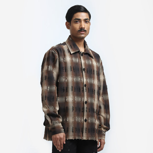 Medullary Ombre Checks Shirt - Brown