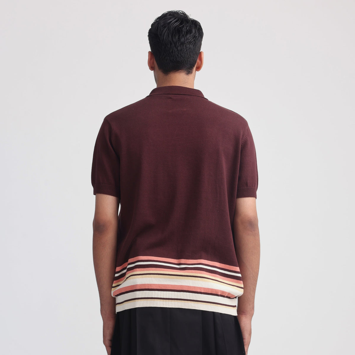 Canopy Striped Polo- Dark Magenta
