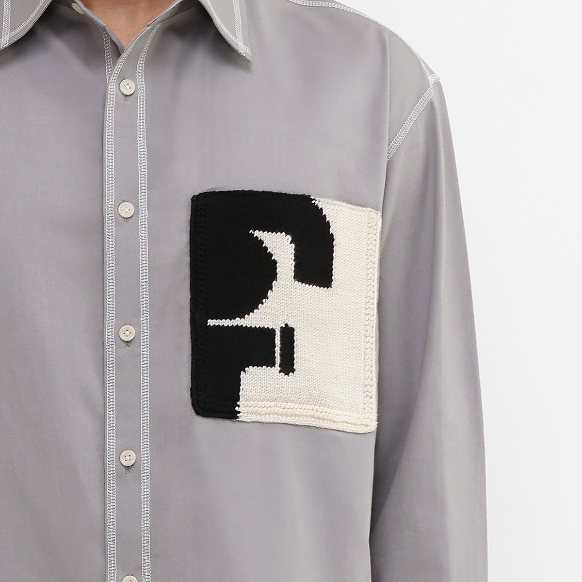 HandKnit Patch Pocket Shirt- GR