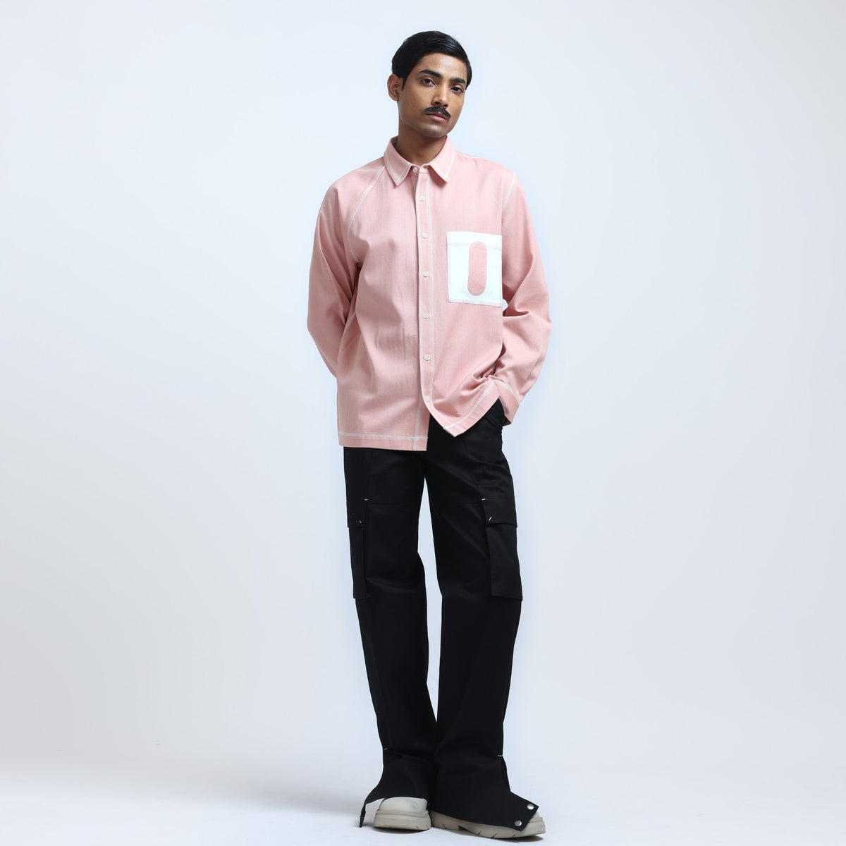 Canopy Denim Shirt- Full Sleeves- Salmon