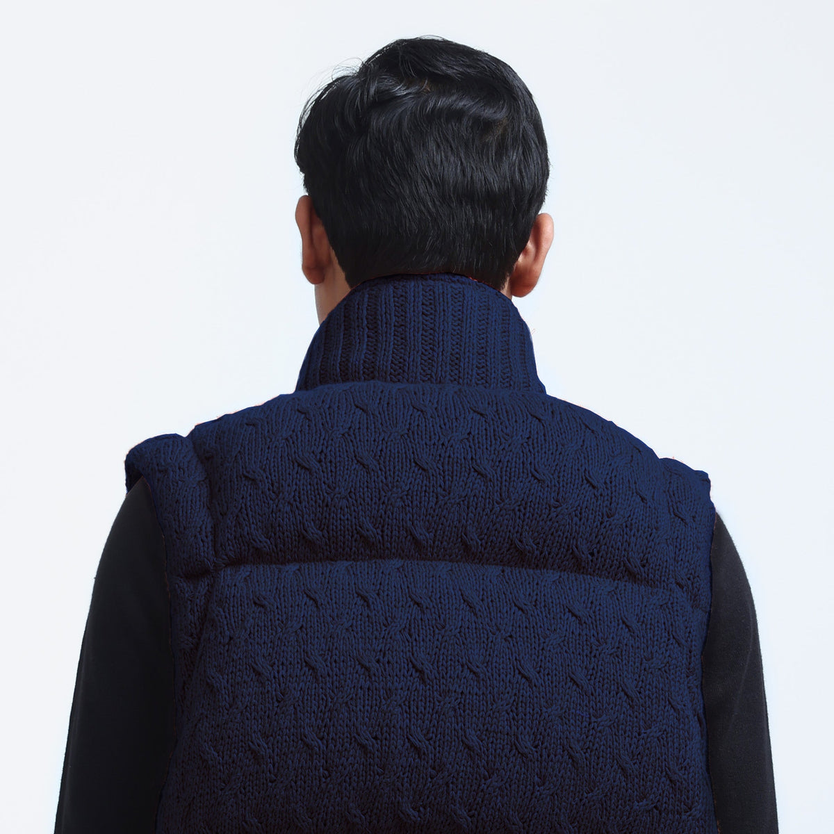 Pericardium Handknit Puffer Gilet- Navy Blue