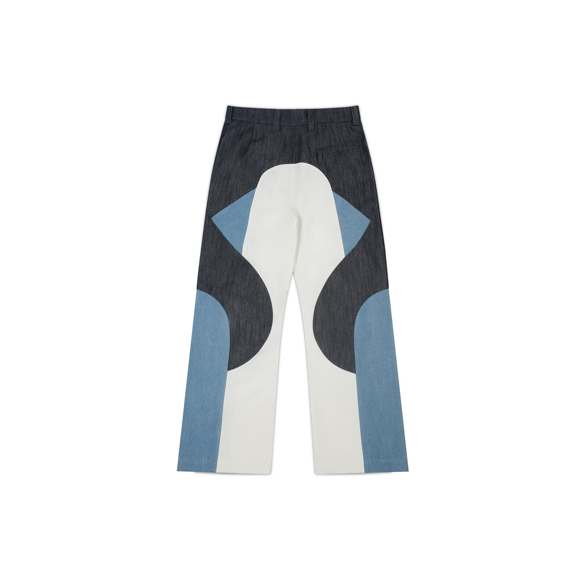 Border Panelled Trousers-Blue