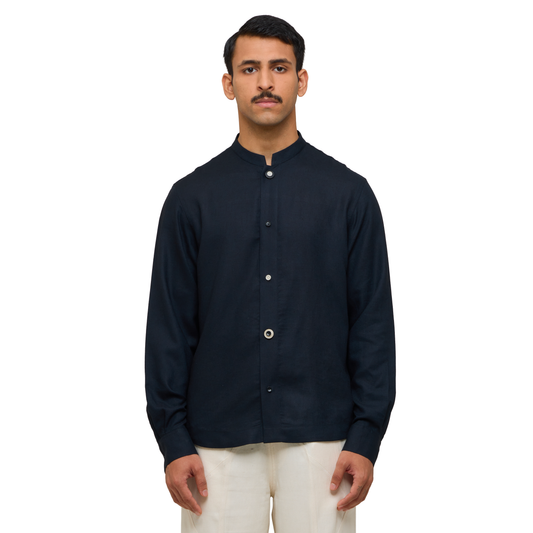TENDON LINEN BLEND SHIRT- BL